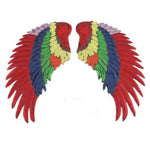 Patch adesive ali di piume con paillettes oro e argento
