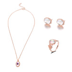 Set gioielli donna con collana e orecchini in cristallo e opale