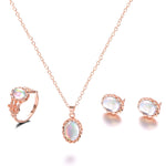 Set gioielli donna con collana e orecchini in cristallo e opale