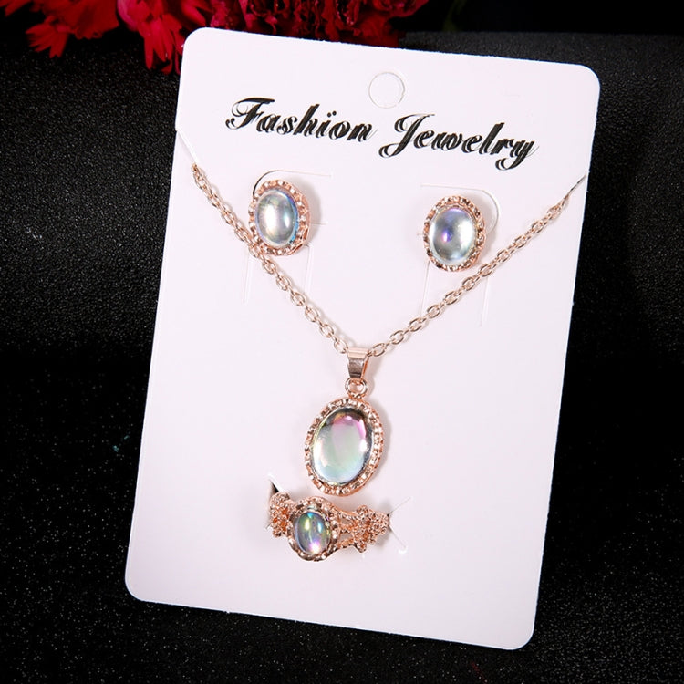 Set gioielli donna con collana e orecchini in cristallo e opale