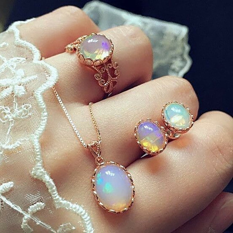 Set gioielli donna con collana e orecchini in cristallo e opale