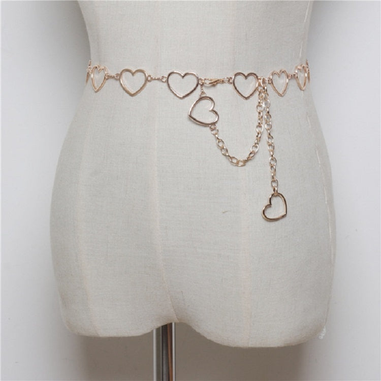 Cintura elegante con catena a cuore in metallo 103 cm