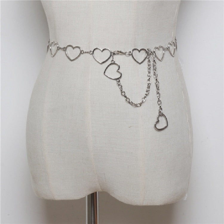 Cintura elegante con catena a cuore in metallo 103 cm