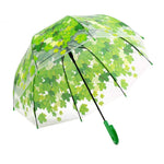 Ombrello con asta dritta e foglia verde trasparente