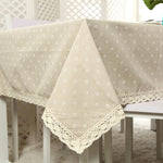 Asciugamano copritavolo in lino e pizzo 90x90-140x220 cm