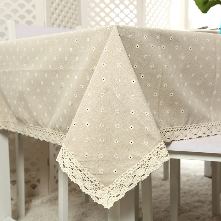 Asciugamano copritavolo in lino e pizzo 90x90-140x220 cm