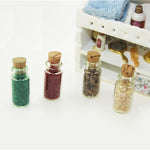 Set 4 bottiglie alimenti vetro miniatura casa bambole