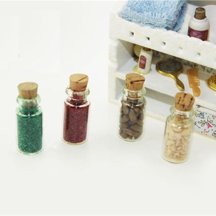 Set 4 bottiglie alimenti vetro miniatura casa bambole