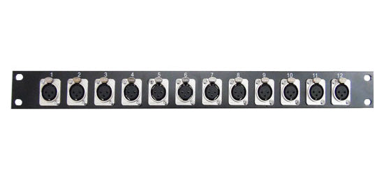 Pannello rack 12 XLR femmina nero