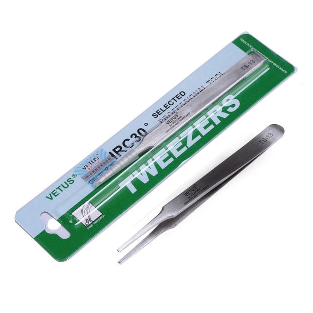 Pinzetta da laboratorio Vetus TS-13 in acciaio inox, punta piatta