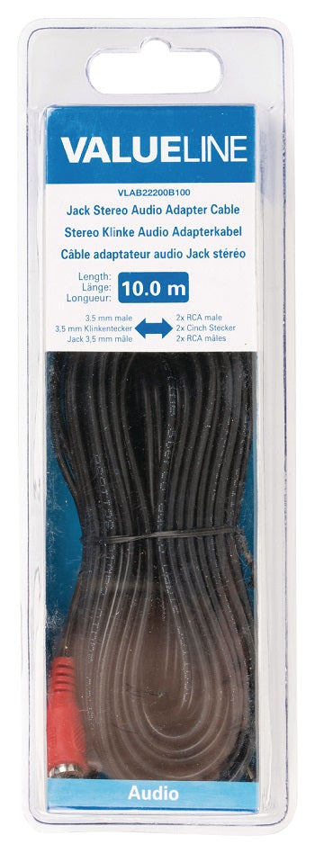 Cavo Stereo Audio Maschio da 3.5 mm - 2x RCA Maschio 10m Nero 5412810192397 541281019239 VLAB22200B100 ND9010