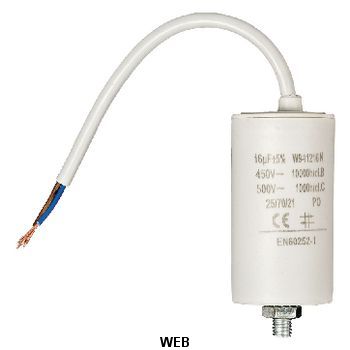 Condensatore 16.0uF 450V con cavo bianco