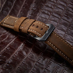 Cinturino in pelle Crazy Horse 22 mm con fibbia argento