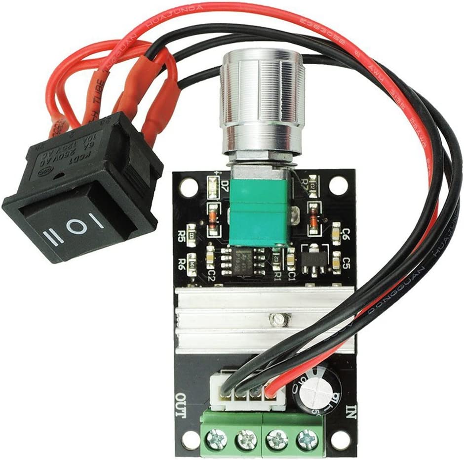 Regolatore di velocità PWM per motori DC 6-28V 3A con interruttore
