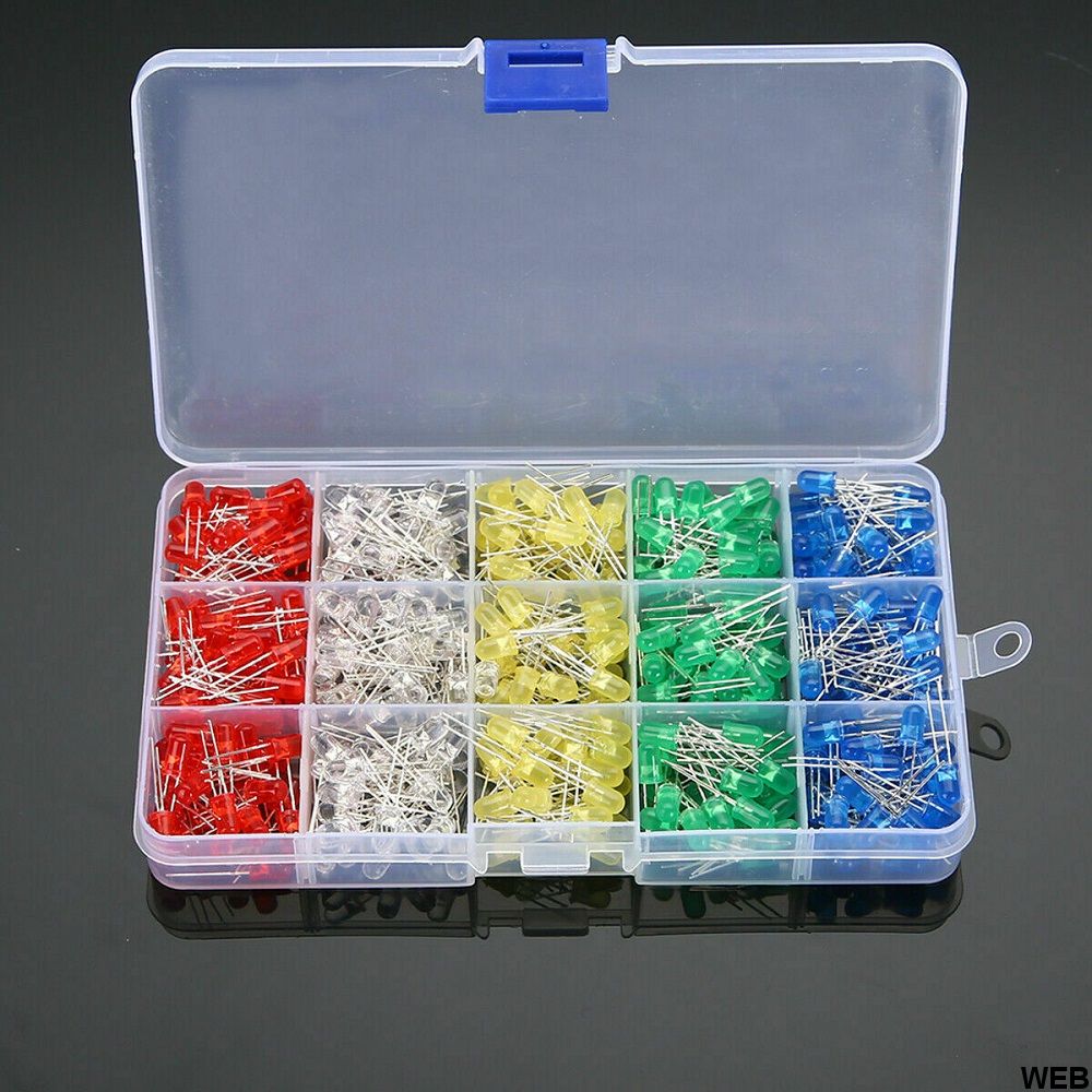 Kit diodi LED da 3 mm, 500 pezzi in 5 colori assortiti