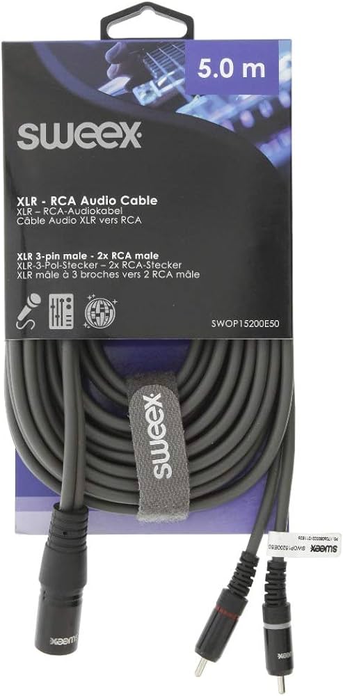 Cavo Stereo XLR 3p (M) - 2x RCA Maschio 5m Grigio Scuro SWOP15200E50 8717534024236 WB1150