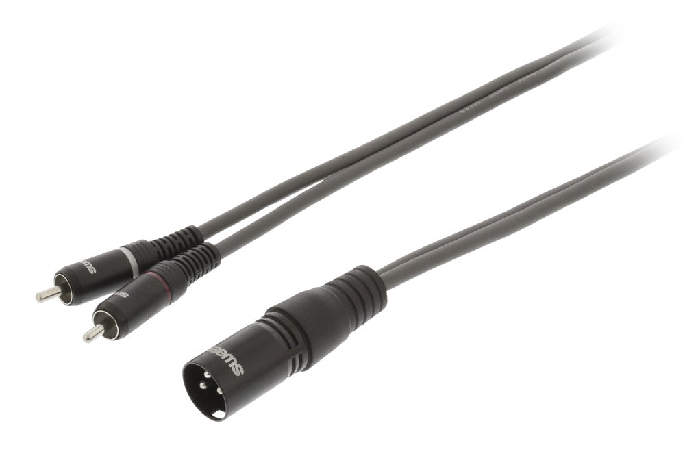 Cavo stereo XLR 3 poli maschio a 2 RCA maschio 3m grigio scuro