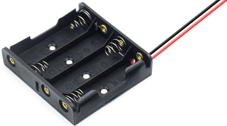 Contenitore porta batterie 4xAA 1.5V con contatti a molla