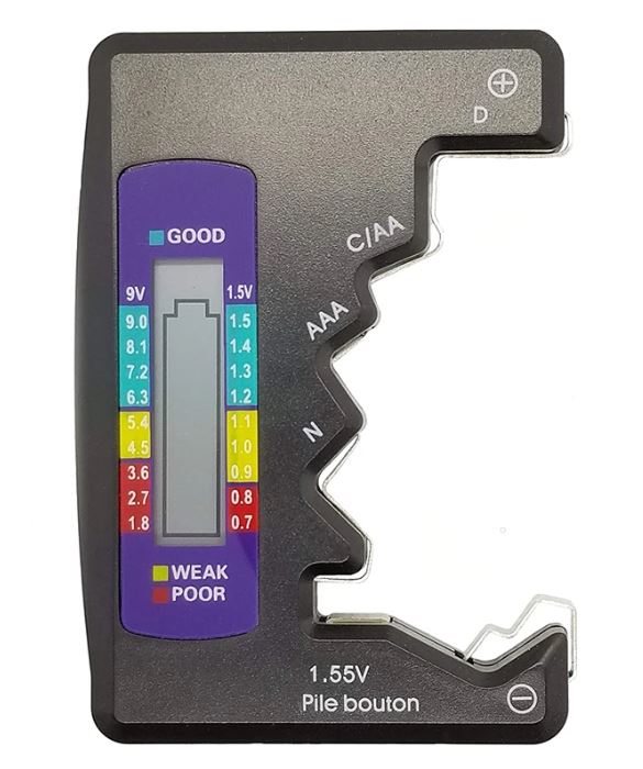 Tester digitale con display LCD per batterie 1,5V e 9V