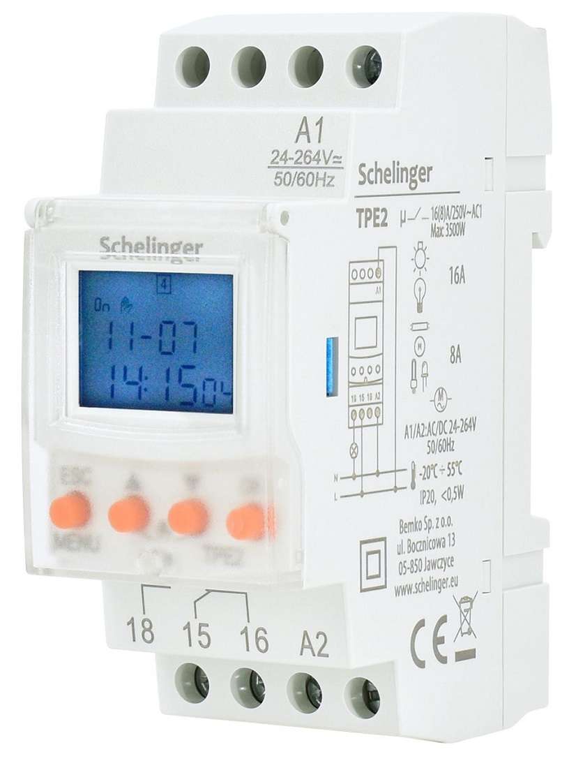Timer settimanale Schelinger A26-TPE2 DIN, 50 programmi