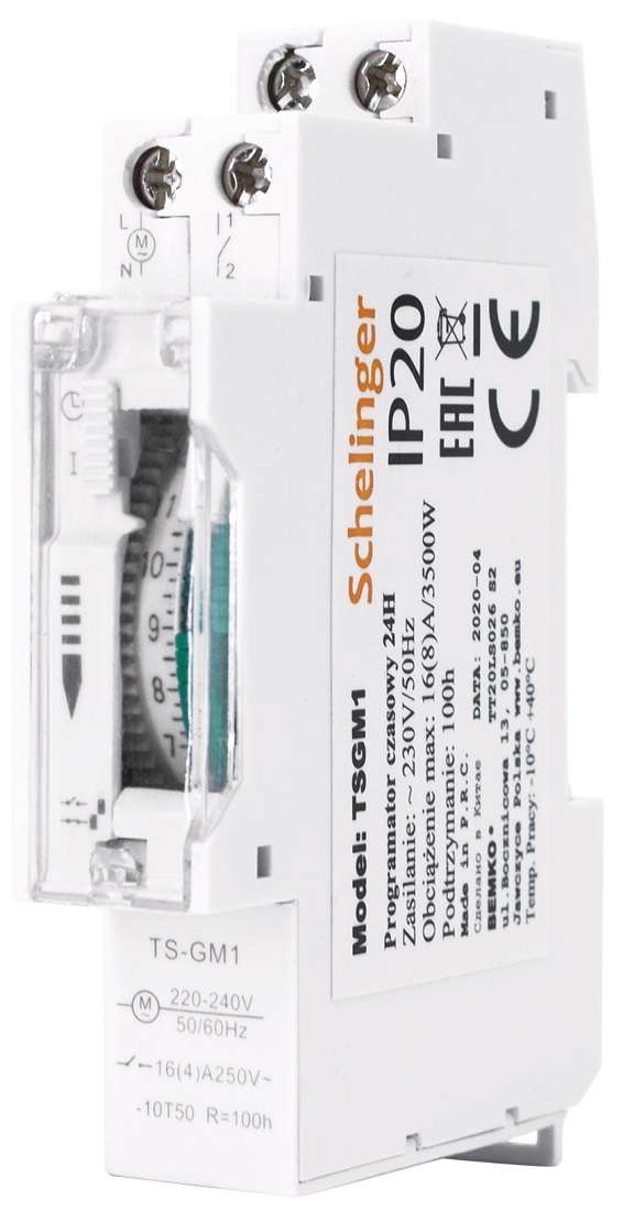 Timer meccanico giornaliero Schelinger DIN 24H 16A 3500W