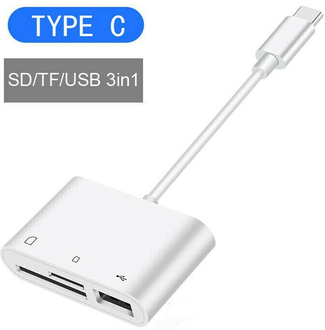 Adattatore USB Type C a USB 2.0 SD TF bianco