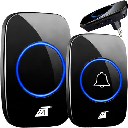 Campanello wireless nero IP44, 60 suoni e portata fino a 300 m