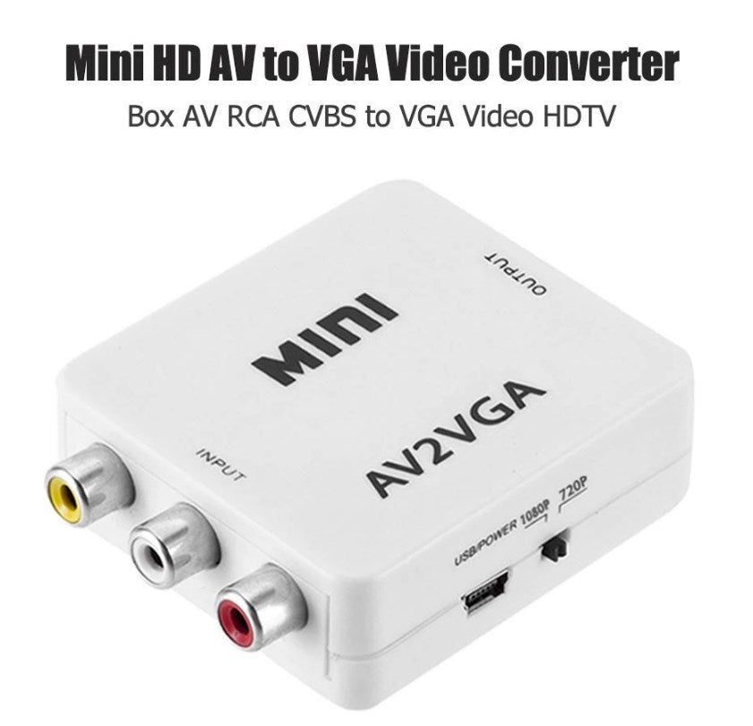 Mini convertitore AV RCA a VGA con jack audio, fino a 1920x1080 - immagine 2