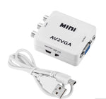 Mini convertitore AV RCA a VGA con jack audio, fino a 1920x1080