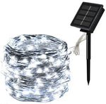 Striscia LED luce fredda in filo di rame 10m 100 LED con pannello solare