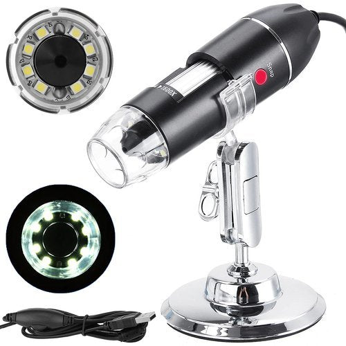Microscopio digitale USB Iso Trade 1600x con 8 LED regolabili