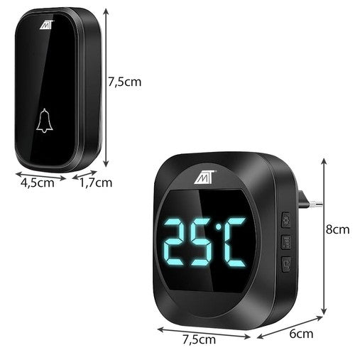 Campanello wireless nero con visualizzazione temperatura  WB270
