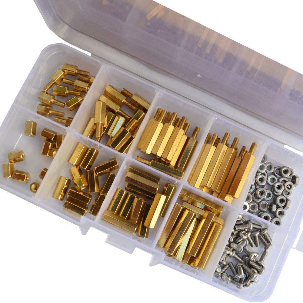 Kit 120 pz distanziali M3 in ottone e acciaio inox varie misure