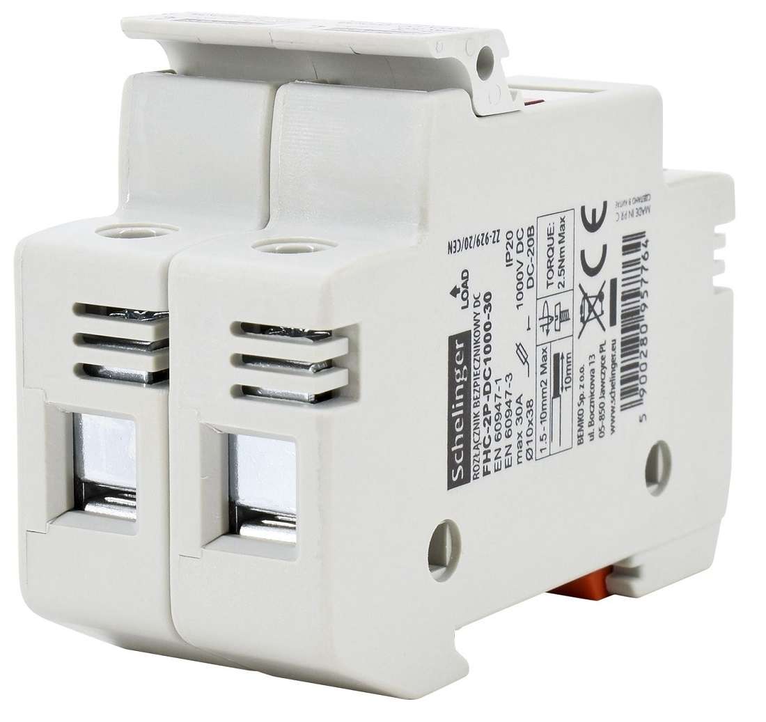 Portafusibile DC Schelinger 2P 10x38 mm 1000 V 32 A con indicatore - immagine 3