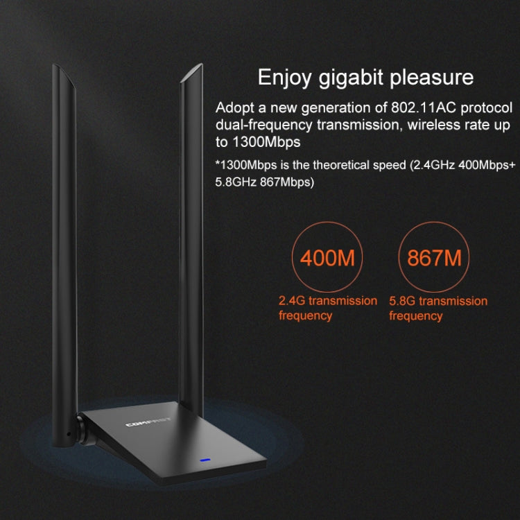 Adattatore USB WiFi Dual Band 1300Mbps con 2 Antenne