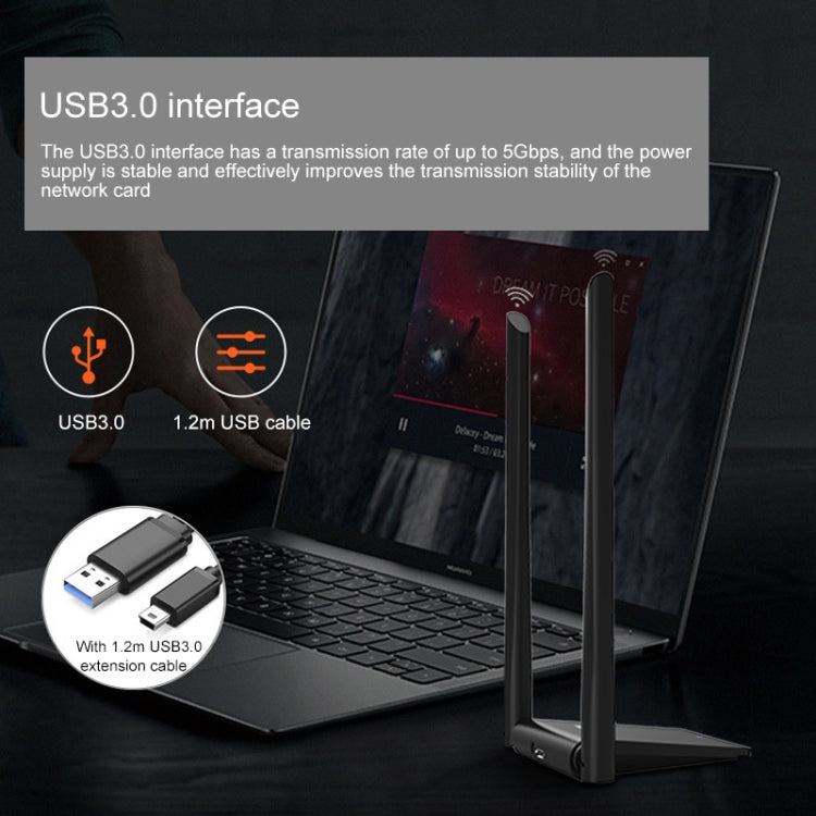 Adattatore USB WiFi Dual Band 1300Mbps con 2 Antenne