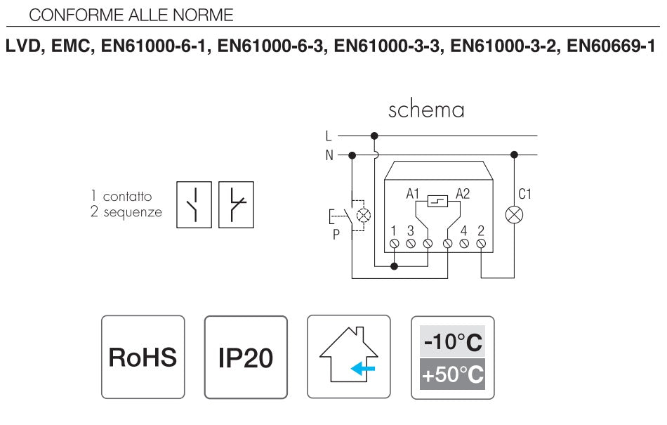Relè ad impulsi meccanico TECNOSWITCH RE230IN 10A 1NO 8055681995031 Z163