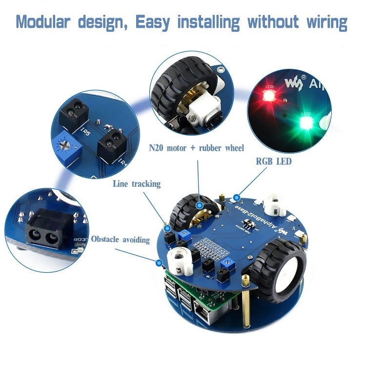 Kit robot AlphaBot2 con sensori e motori per Raspberry Pi 3 Model B - immagine 4
