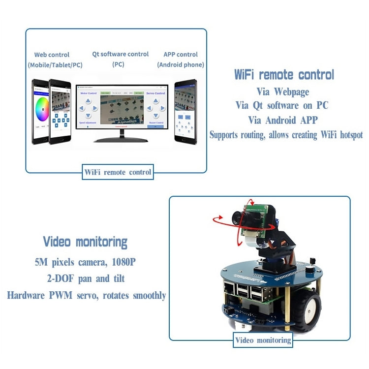 Kit robot AlphaBot2 con sensori e motori per Raspberry Pi 3 Model B - immagine 7