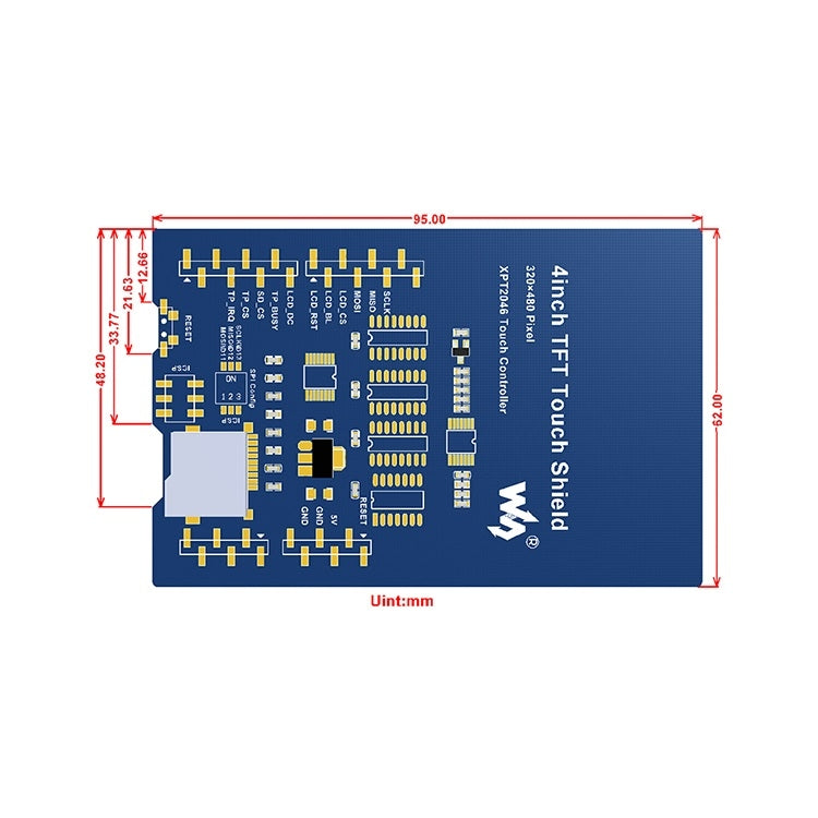 Display LCD touch TFT 4 pollici SPI per Arduino, 480×320 - immagine 6