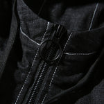 Giacca denim uomo casual con cappuccio nero
