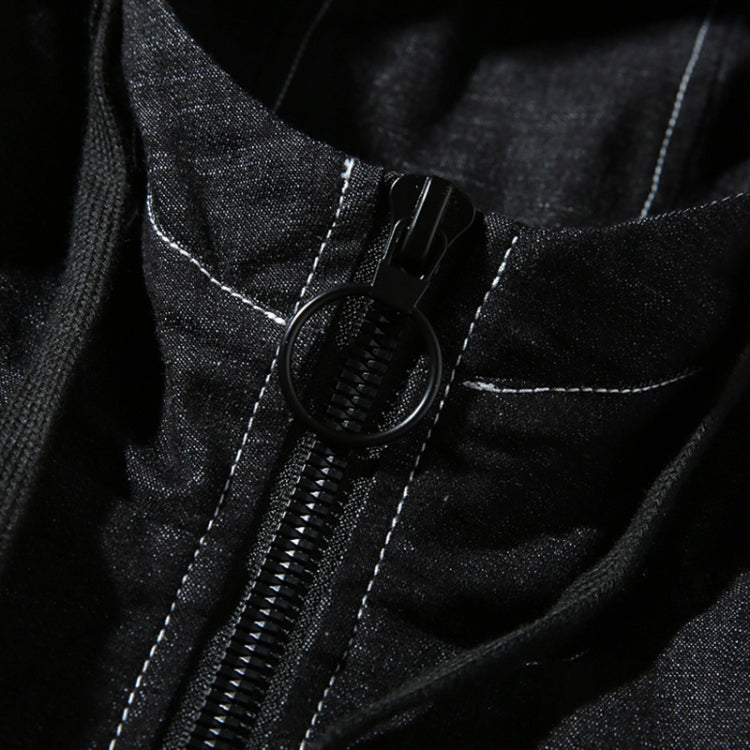 Giacca denim uomo casual con cappuccio nero