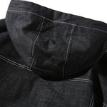 Giacca denim uomo casual con cappuccio nero