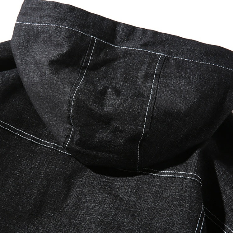 Giacca denim uomo casual con cappuccio nero