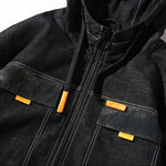 Giacca denim uomo casual con cappuccio nero