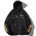 Giacca denim uomo casual con cappuccio nero
