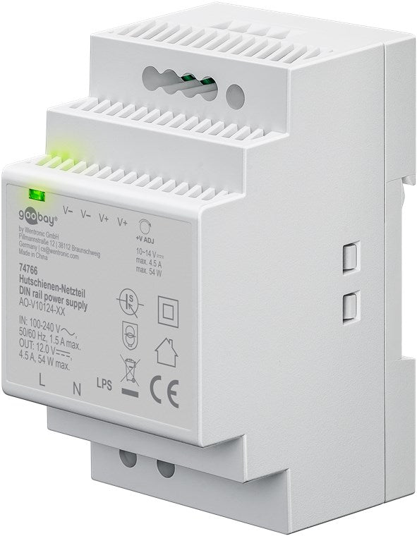 Alimentatore per guida DIN 12VCC 4,5A 44W 4040849747663 74766 F1522
