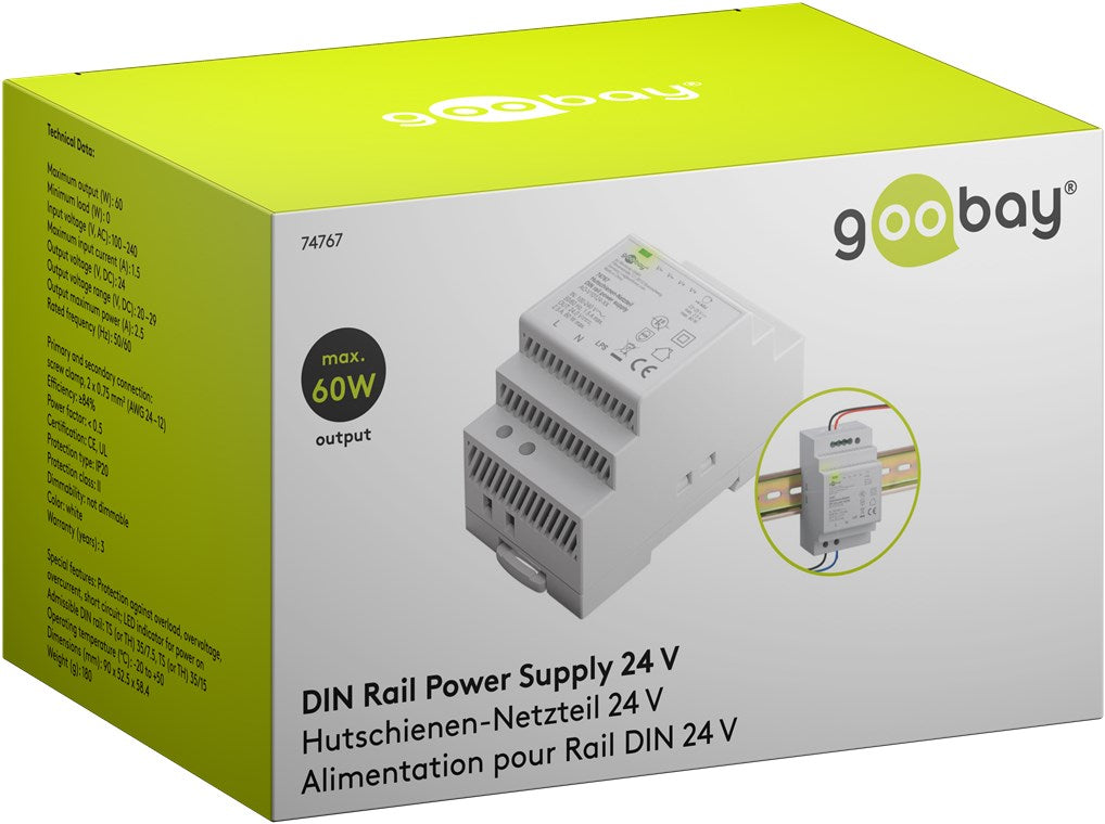 Alimentatore per guida DIN 24VCC 2,5A 60W 74767 4040849747670 F1010