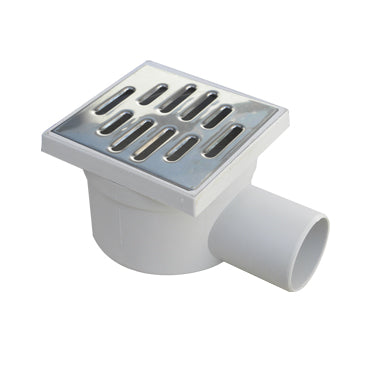 Chiusino orientabile sifonato ribassato 10x10cm in PP con scarico laterale e griglia in acciaio INOX 40mm CHL10/40NX 1CHL10/40NX E9165