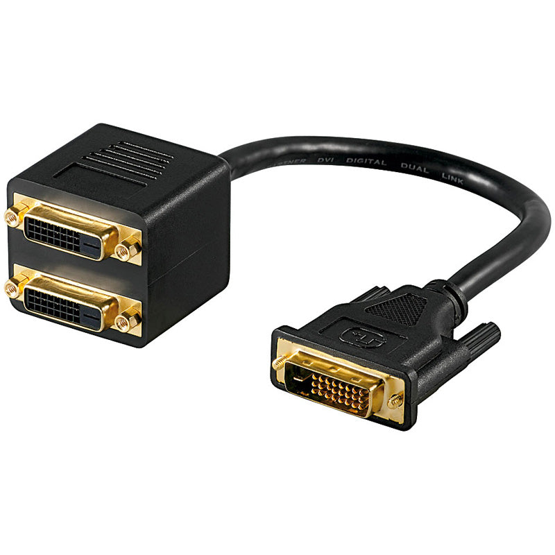 Cavo sdoppiatore DVI-D maschio a 2 femmine con contatti dorati